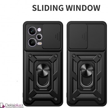 5in1 smūgiams atsparus dėklas su žiedu ir kameros apsauga (Xiaomi Poco X5 Pro 5G/Redmi Note 12 Pro 5G)